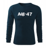 DRAGOWA Fit-T tričko s dlhým rukávom AK-47, tmavomodrá 160g/m2 - 3XL
