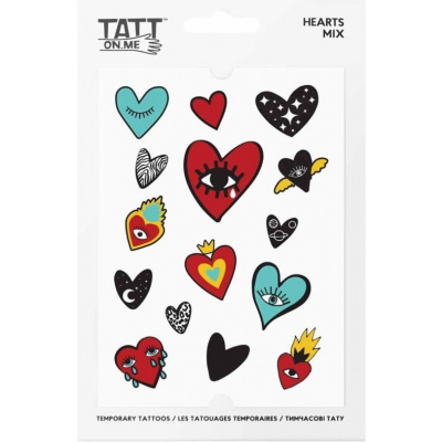 Vodeodolné dočasné tetovačky Srdce TATTonMe mix