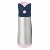 b.box Termoska na pitie so slamkou 500 ml - indigo ružová