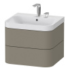 DURAVIT Happy D.2 Plus c-shaped závesná skrinka s nábytkovým umývadlom s dvomi otvormi, 2 zásuvky, 575 x 490 x 480 mm, kameňovo šedá matná lakovaná, HP4345E9292