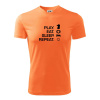 Eat sleep play - šach - Pánske tričko Fantasy športové - L ( Neon mandarine )