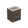 Geberit Selnova Square - Umývadlová skrinka 635x538x480 mm, s umývadlom, 2 zásuvky, lávová mat 501.233.00.1