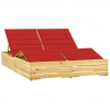 Dvojité lehátko s červenými poduškami impregnovaná borovice Červená 3065990