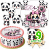 SADA JEDLÝ OBRÁZOK NA TORTU 20 CM + 16 POSTÁV - MEDVEĎ PANDA + MENO 15 CM 18 CM