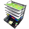 Organizér na dokumenty s 5 policami A4 a zásuvkou, čierny