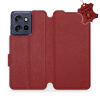 Kožené flip pouzdro Mobiwear - Motorola Edge 50 Neo - Tmavě červené (Kožené knížkové pouzdro, obal, kryt na mobil Motorola Edge 50 Neo, Tmavě červené, materiál Genuine Leather, ochrana 360°, stojánek,