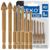Sada vrtákov do skla a keramiky, 7-dielna, 3-12 mm, 4-brité, stopka 6 HRAN, GEKO