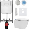 CERANO - Závesné WC s bidetom Cronus Pro - biela lesklá - tlačidlo Prime/Modulo, biele - na zamurovanie - 59,3x38,4 cm