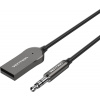Bluetooth adaptér Vention USB Car Bluetooth 5.0 Audio Receiver With Coiled Cable 1.5M Gray Zinc Alloy Type (NAGHG)