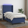Box spring postel s matrací a LED modrá 80 x 200 cm textil Modrá 3138435