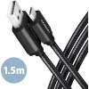 Axagon BUMM-AM15AB, HQ kábel Micro USB A, 1,5m, 2.4A, čierny BUMM-AM15AB