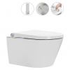 CERANO - Závesná WC misa s integrovaným elektronickým bidetom Cronus Premium, Rimless + UF sedátko - biela lesklá - 38,4x59,3 cm