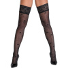 Cottelli LEGWEAR Černé stahovací punčochy s jemným vzorem růží 1