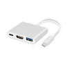 TopQ Adaptér - typ C na HDMI 4K*2K, USB, USB typu C - kovový 0,25 metra biely