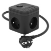 Kerg 3-Socket Power Cube + Fast Charger USB-A+USB-C 1.5M 3×1.5mm2 H05Vv-F 16A/250V~ Smart Black