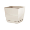Prosperplast Štvorcový kvetináč COUBI SQUARE P 15,5 cm krémový