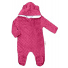 Baby Nellys Kombinézka /overal Minky s kapucňou a uškami - sytě ružová, veľ. 74 Baby Nellys