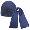 KAMA A159+S07 SET 1+1, Pletená MERINO čiapka + šatka, modrá