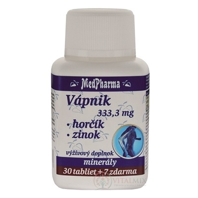MedPharma VÁPNIK 333,3 mg + Horčík + Zinok tbl 30+7 (37 ks)