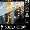 Vianočná led svetelná záclona vonkajšia - programy - časovač + diaľkový ovládač - 1500led - 60m studená + teplá biela