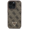 Guess PU 4G Strass Triangle Metal Logo Zadní Kryt pro iPhone 16 Pro Max Brown
