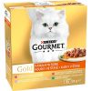 Gourmet Gold kačica s olivami teľacim so zeleninou pstruh so zeleninou králik s mrkvou v šťave 8 x 85 g