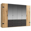 MID.YOU SKRIŇA SO ZRKADLOM, grafitová, farba duba, 300/216/58 cm - Skrine - 001787052306