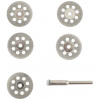 Sada diamantových kotúčov MINI, 6-dielna, s držiakom, stopka 3 mm, XL-TOOLS