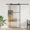 vidaXL Posuvné dvere s kovaním čierne 90x205 cm ESG sklo 3375842