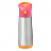b.box Termoska na pitie so slamkou 500 ml - ružová/oranžová