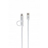 Kábel ER POWER Dual USB-C C/Lightning MFi (65 W) - 2 m - biely