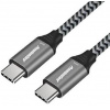 PremiumCord Kabel USB-C M/M, 100W 20V/5A 480Mbps bavlněný oplet, 0,5m ku31cw05
