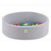PLUSH NEST PLUSH NEST Suchý bazén okrúhly svetlo šedý bavlnený Ø 90 × 30 cm s 200 loptičkami