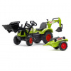 FALK Šliapací traktor Claas Arion 430 s nakladačom, bagrom a vozíkom