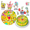 DIGITÁLNA TLAČ Jedlý obrázok na tortu SPONGEBOB PATRYK + POSTAVY + TEXT 41