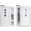 Dvojkrídlové vonkajšie dvere plastové Soft Ella+Sklo Nisip, Biela/Biela, 150x200 cm, ľavé