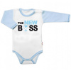 Body dlhý rukáv s vtipným textom Baby Nellys, The New Boss, veľ. 68, chalan, 68 (3-6m)