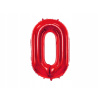PartyDeco Fóliový balón číslo 0 červený