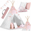 Stan pre deti - Stan tipi pre deti s girlandou a svetlami Nukido - ružová (Teepee stan pre deti s girlandou a svetlami Nukido - ružový)