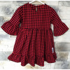 Dievčenské šaty - Šaty sa rozšírili pred kolenom Shyte Veľkosť 68 (Vianočné šaty s červeno-čiernou Houndstooth 68)