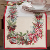 Vianočné prestieranie na stôl, prírodná červená, zdobený vianočným motívom