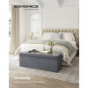 SONGMICS Skladací úložný lavica s úložným priestorom, nosnosť 300 kg, 110 x 38 x 38 cm, sivá
