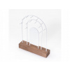 KOVOVÝ STOJAN NA ŠPERKY S DREVENÝM PODSTAVCOM, 18 x 4,5 CM, BIELY