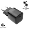 Set sieťovej nabíjačky FIXED Mini s USB-C výstupom a USB-C/Lightning kábla, podpora PD, 1 meter, MFI FIXC20M-CL-BK