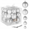 SPRINGOS Vianočné gule mix 4 5 6 7 8 cm perleťovo šedé 37-dielna sada