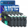 5x Páska pre BROTHER TZ-735 12 mm TZe735 zeleno-biela