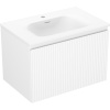 Mexen Rivel, kúpeľňová skrinka 70 cm s umývadlom Vela, 1 zásuvka, drážkovaná, biela matná, 91A20-07047-1-BF01-W23M01