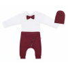Baby Nellys 3-dielna sada Hubert, body s motýlikom, tepláčiky a čiapočka - bordo, veľ. 80 98 (2-3r)