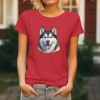 Dámské Tričko Sibiřský husky Velikost: 3XL, Barva: Červená