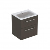 Geberit Selnova Square - Umývadlová skrinka 635x588x480 mm, s umývadlom, 2 zásuvky, lávová mat 501.237.00.1